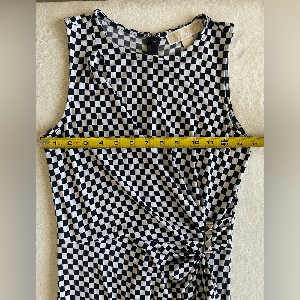 Michael Kors Ruched Check Dress Black White XXS - Picture 6 of 12